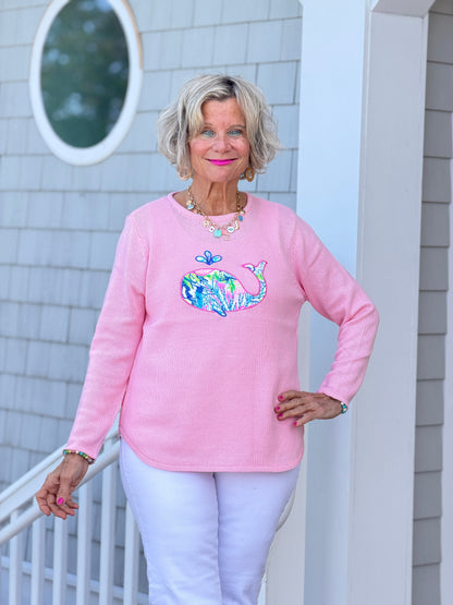 BEACH CLUB WHALE PINK SWEATER