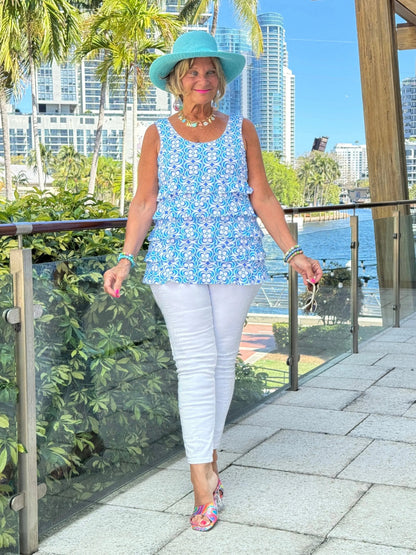 LULU B COASTAL BLOOM CHA CHA TANK