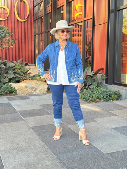 DENIM LACE FLOWER JACKET