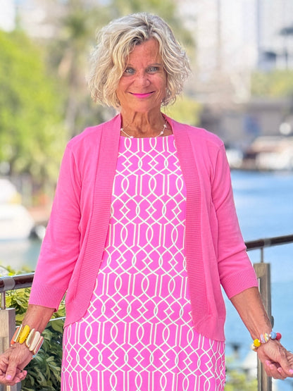LULU B PALM BEACH LATTICE SHIFT DRESS