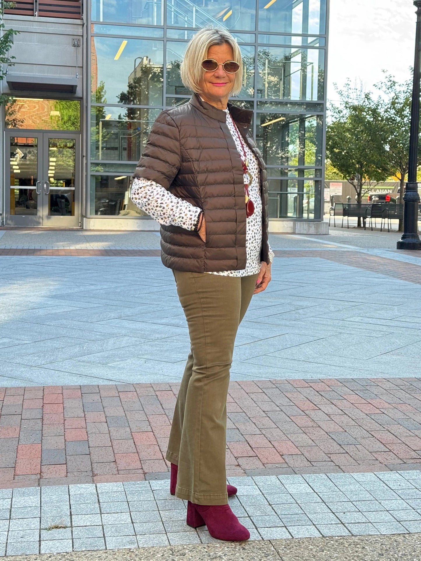 LULU-B OLIVE SHORT   PUFFER VEST