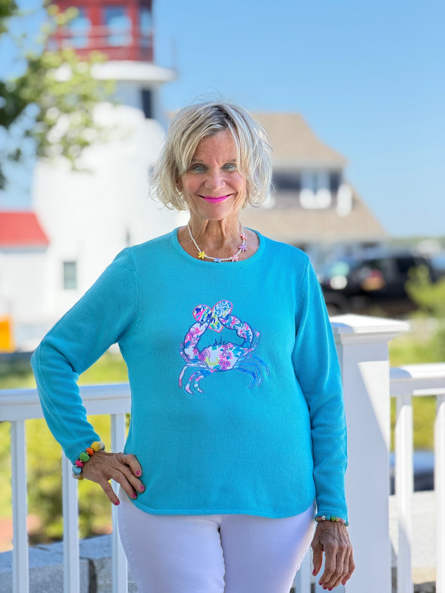 BEACH CLUB AQUA CRAB SWEATER