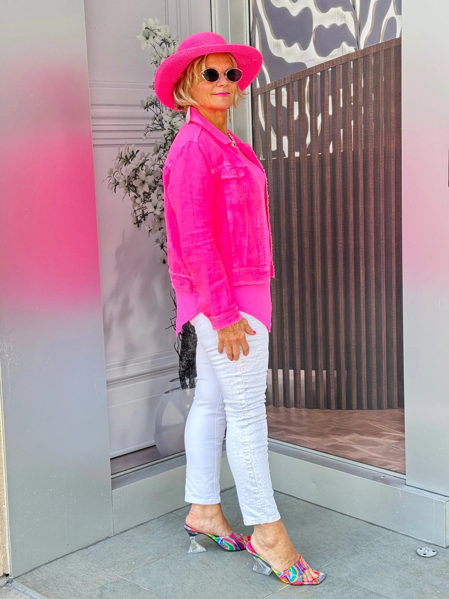 LULU B  HOT PINK LINEN JACKET
