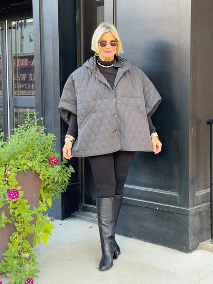 GRAY QUILTED SNAP JACKET