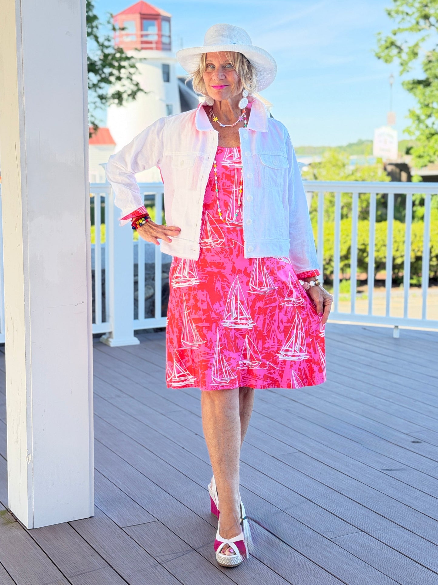 HARBOR LIGHTS RED SAILBOAT DRESS