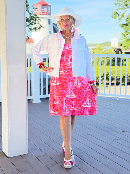HARBOR LIGHTS RED SAILBOAT DRESS