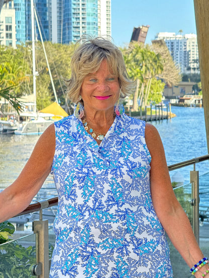 LULU B CORAL BREEZE SLEEVELESS RUFFLE TOP