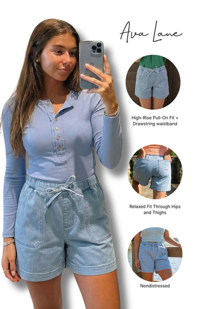 The Faye High-Rise Pull-On Relaxed Fit Denim Shorts