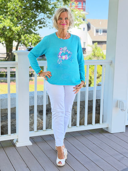 BEACH CLUB AQUA CRAB SWEATER