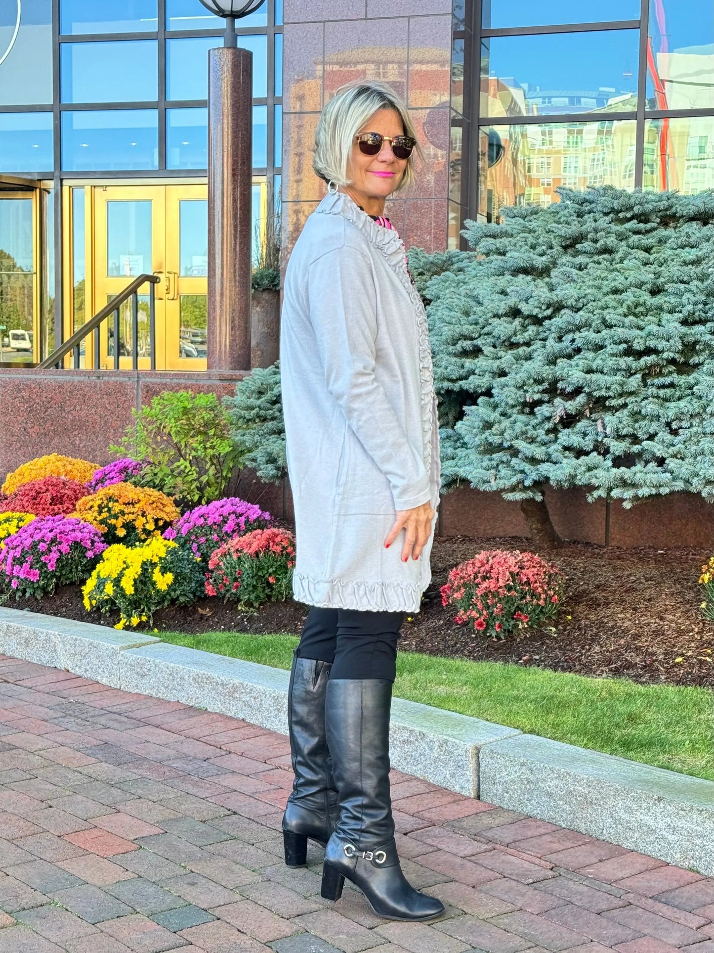 LULU-B ROUGED SILVER CARDIGAN