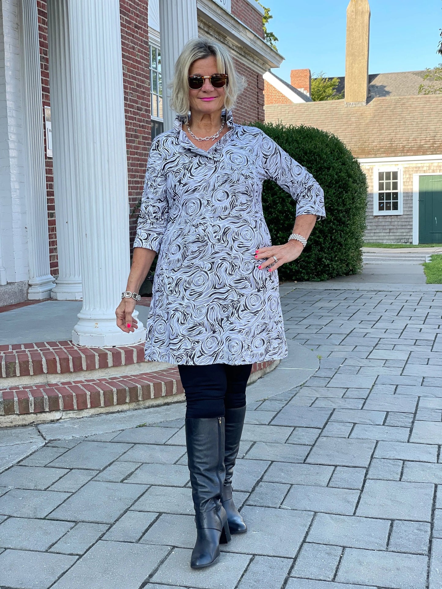 ELEGANT EXPRESSIONS RUFFLE NECK DRESS