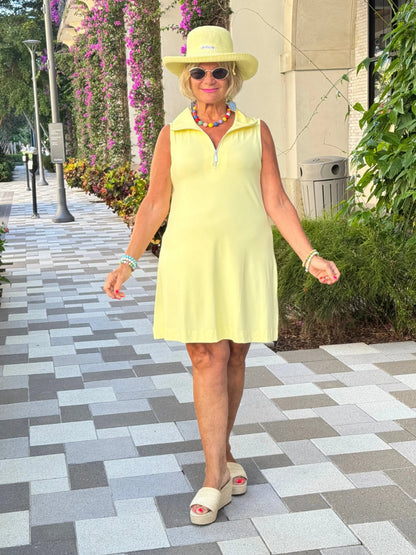 LULU-B SOLID HALF ZIPPER SUNSHINE SWING DRESS