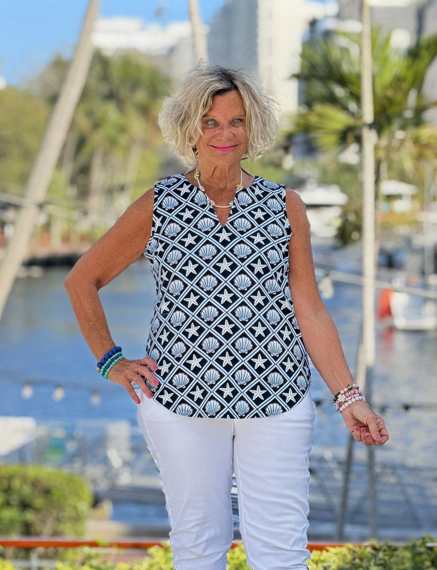 LULU B OCEAN TREASURES NOTCH TOP