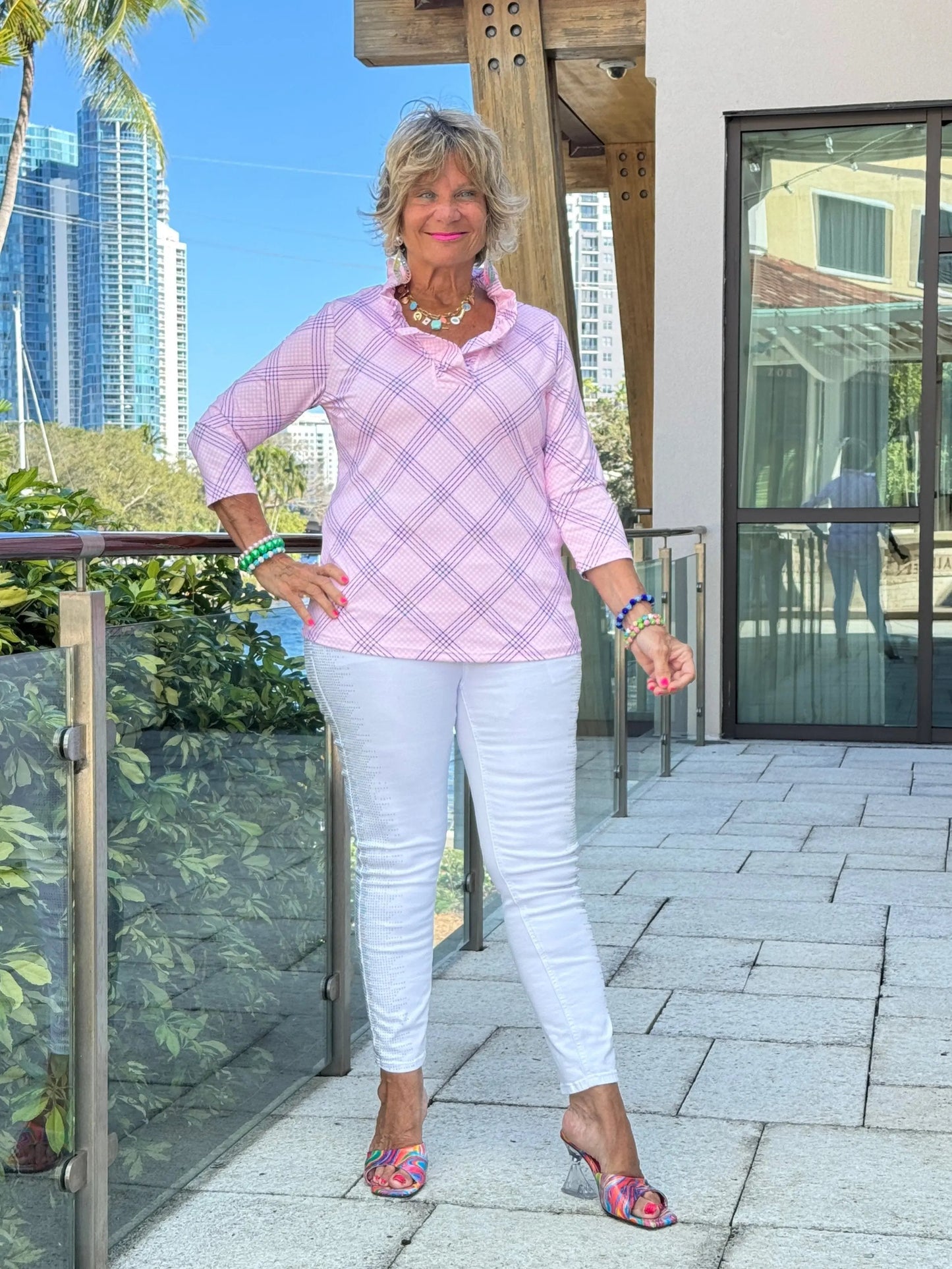LULU B PINK CHIC RUFFLE TOP