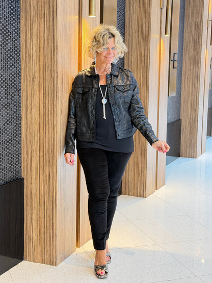LULU B BLACK METALLIC JACKET