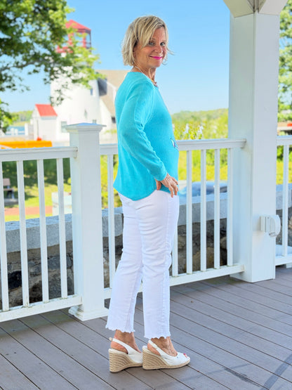 BEACH CLUB AQUA CAPE COD ANCHOR SWEATER