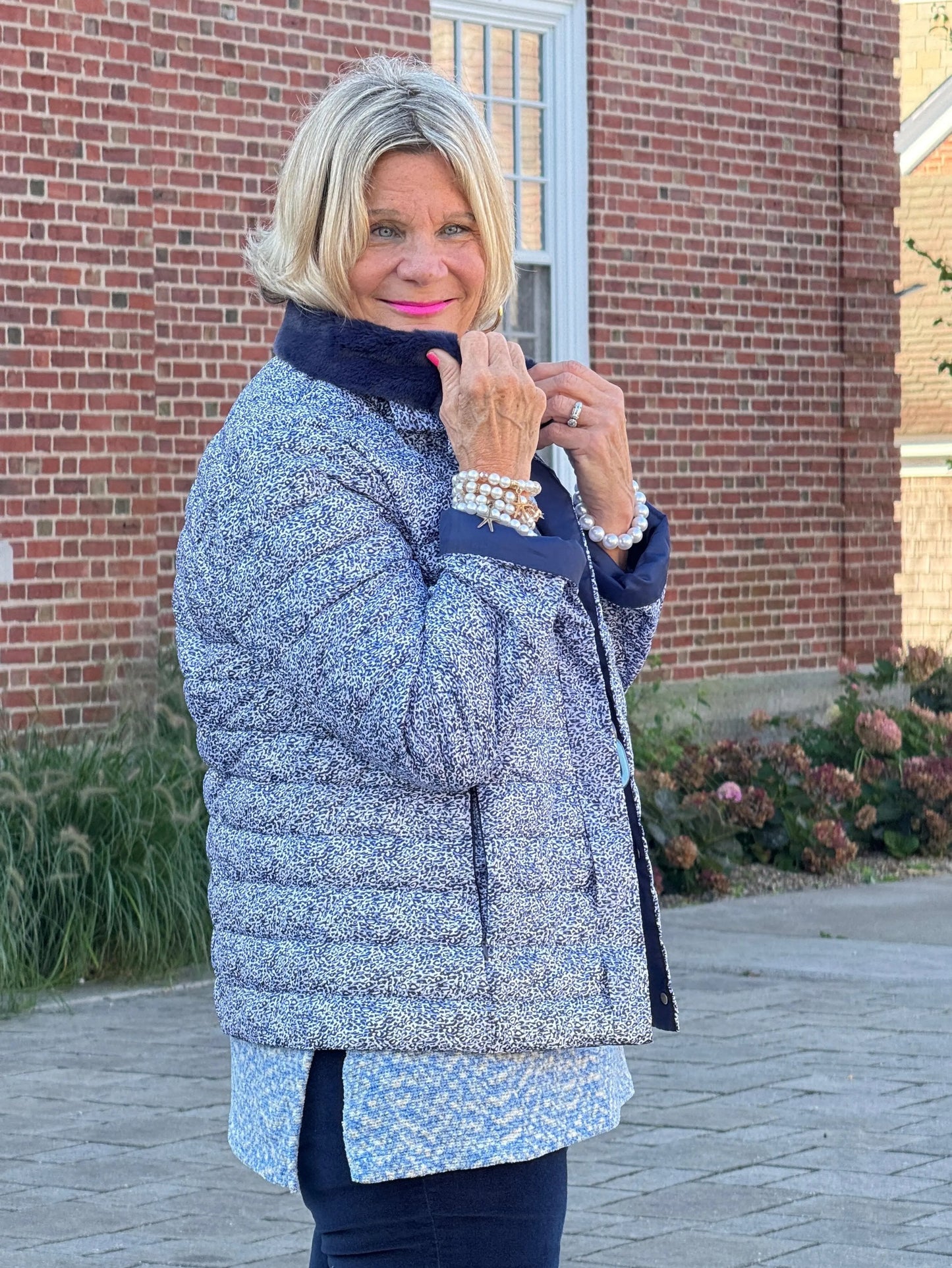 LULU-B AUBREY NAVY FAUX FUR JACKET