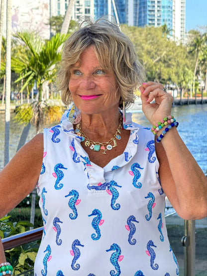 LULU B SHORELINE CHARM SLEEVELESS RUFFLE TOP