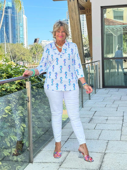 LULU B SHORELINE CHARM RUFFLE TOP
