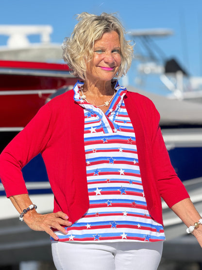 LULU B STARS STARS SLEEVELESS RUFFLE TOP