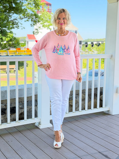 BEACH CLUB PINK SAILBOAT SWEATER