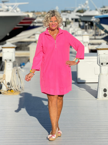 LULU-B HOT PINK TEXTURED DRESS