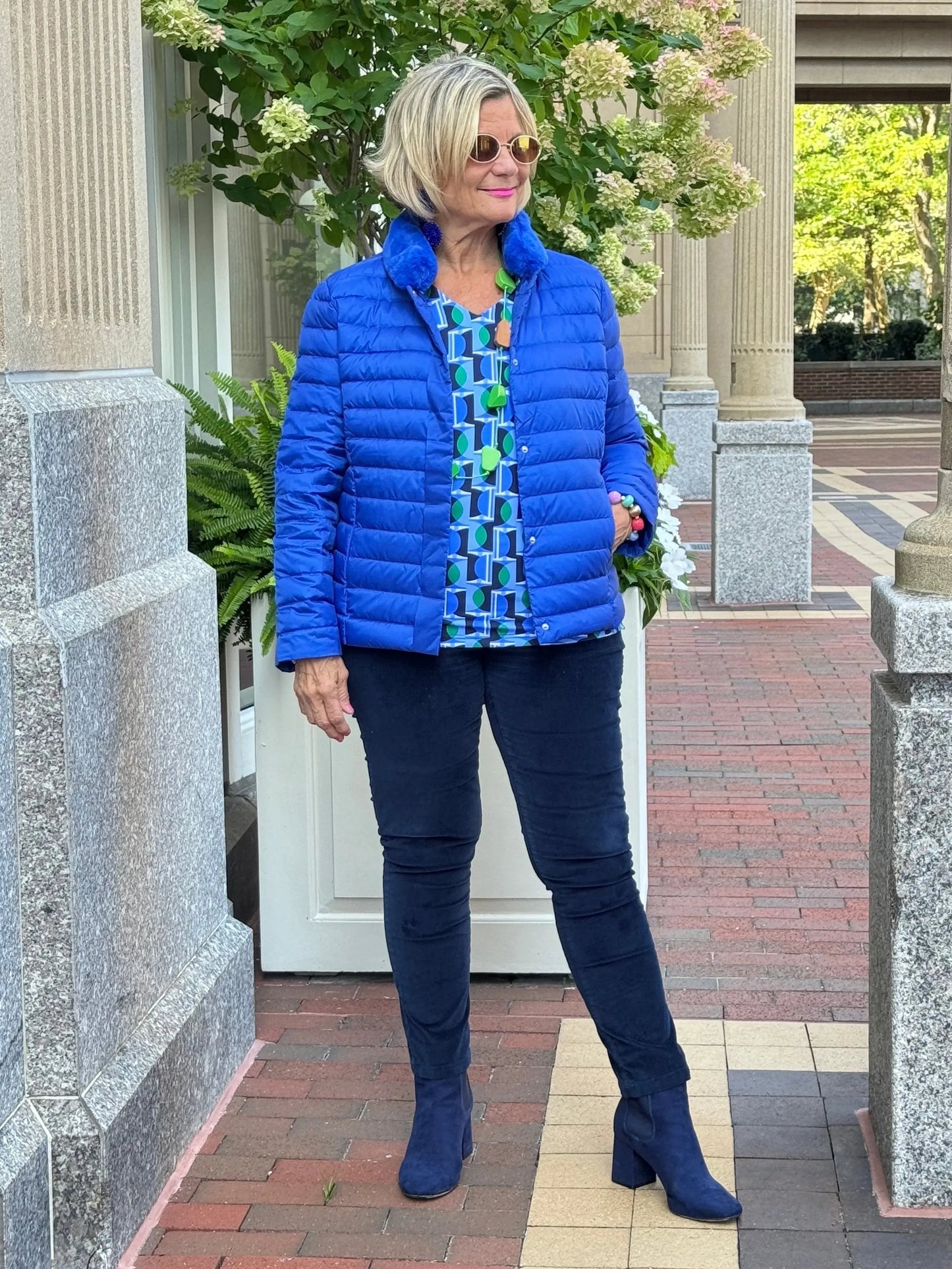 LULLU-B COBALT FAUX FUR PUFFER