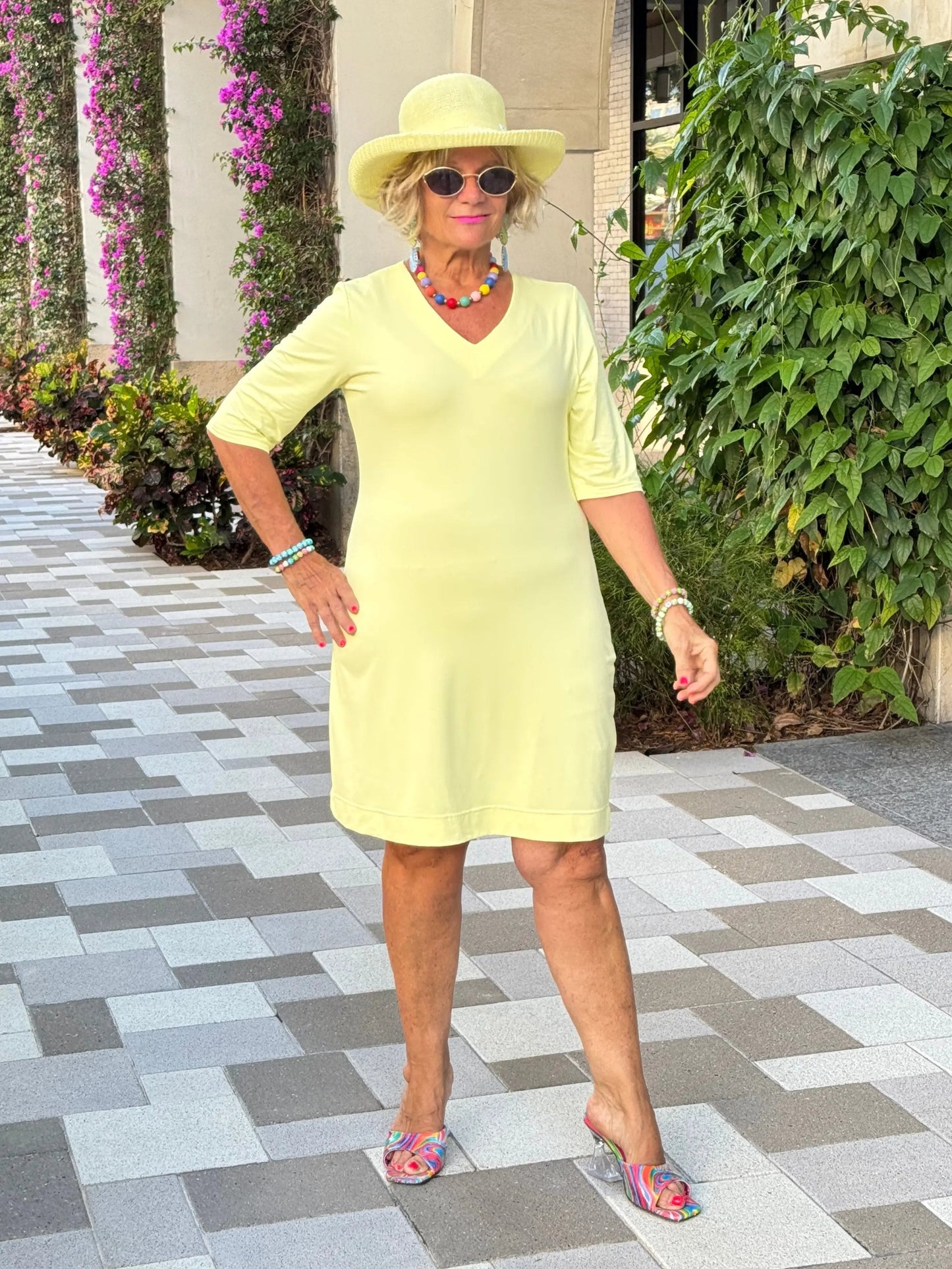 LULU-B SOLID SUNSHINE ELBOW DRESS