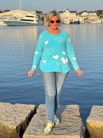 AQUA HEART CHENILLE SWEATER