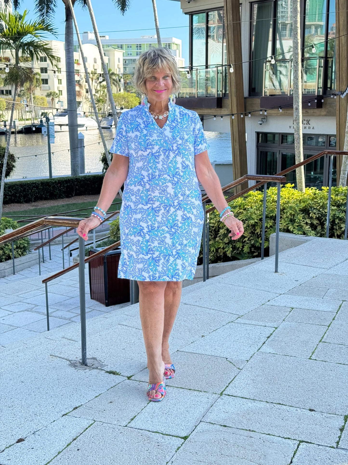 LULU B CORAL BREEZE SHORT SLEEVE DRESS