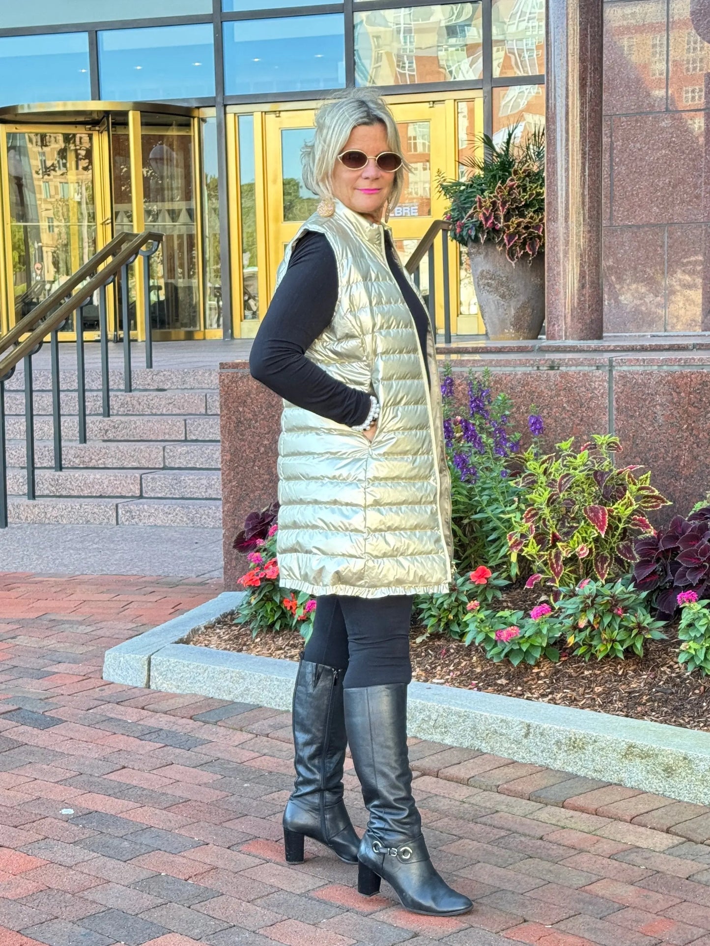 GOLD METALLIC HOLIDAY PUFFER VEST