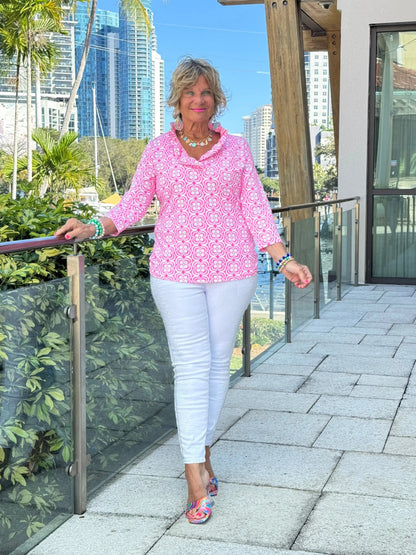 LULU B TROPIC PETALS RUFFLE TOP