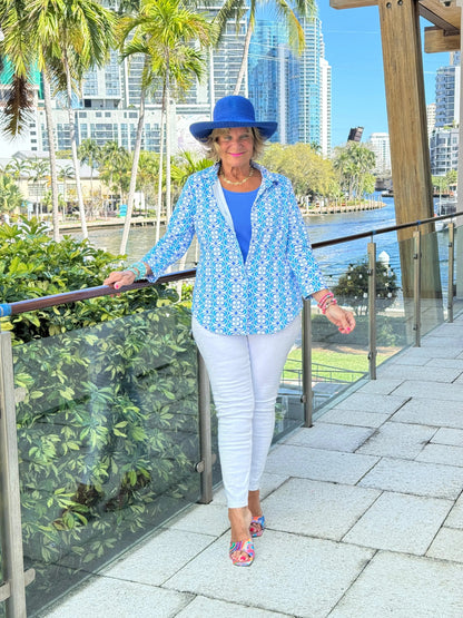 LULU B COASTAL BLOOM BUTTON UP SHIRT