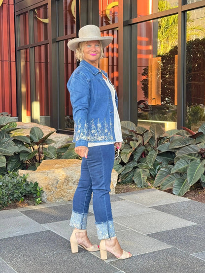 DENIM LACE FLOWER JACKET