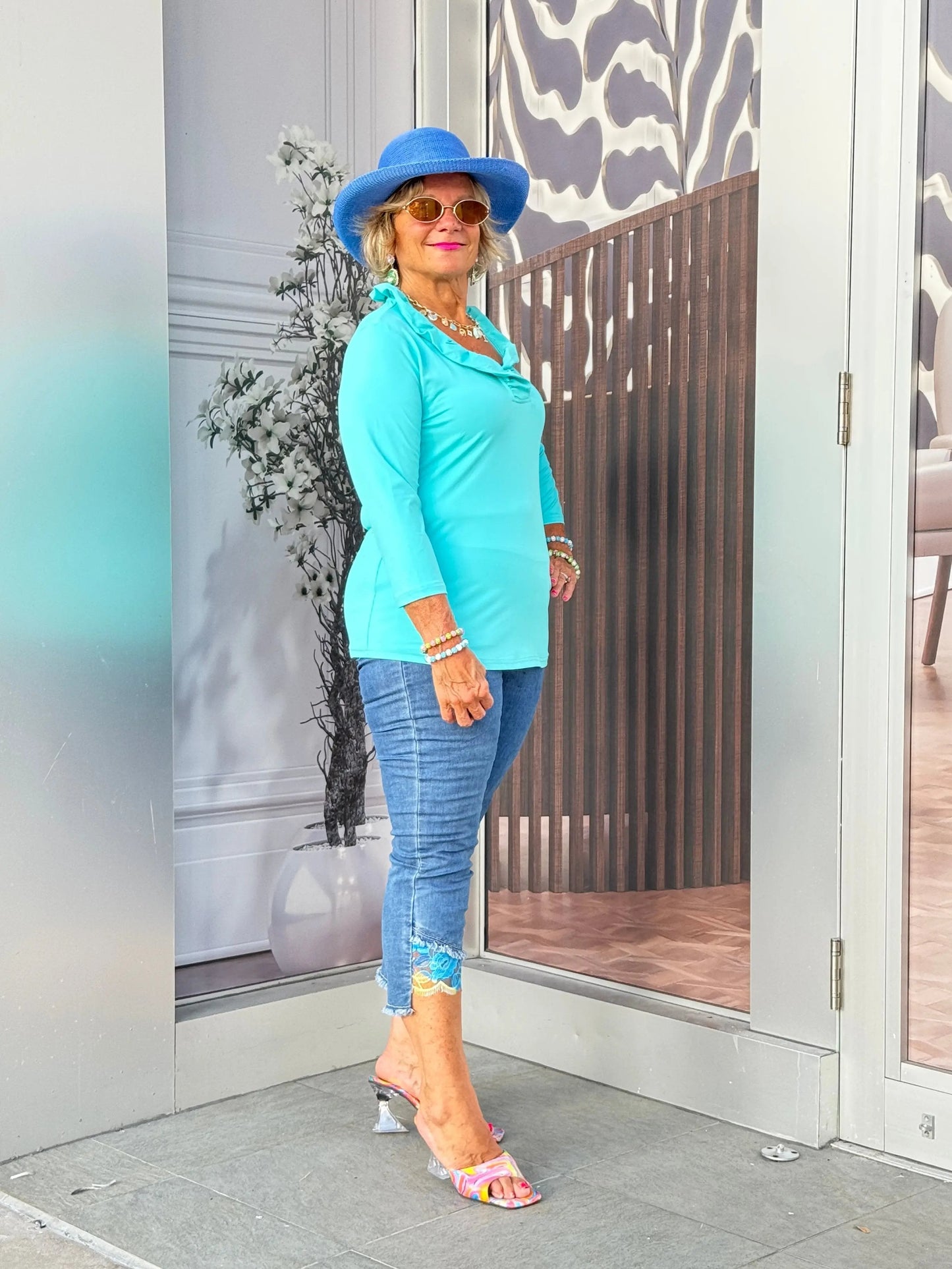 LULU-B SEAFOAM RUFFLE TOP