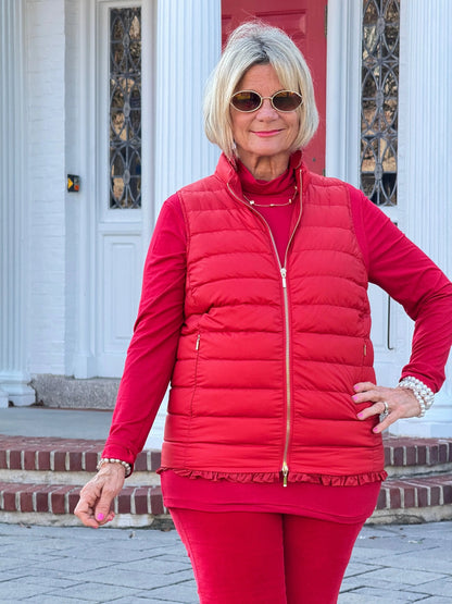 LULU-B RED SHORT PUFFER VEST