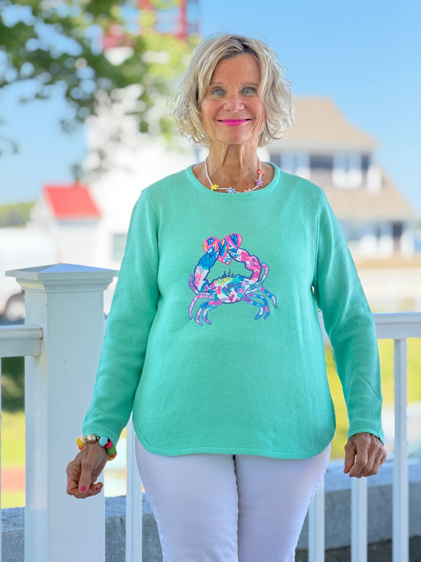BEACH CLUB SEAFOAM CRAB SWEATER