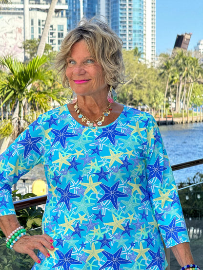 LULU B STARFISH SPLASH ASYMMETRIC TOP