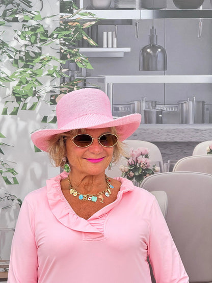 CLEAR PINK RUFFLE SLEEVE TOP