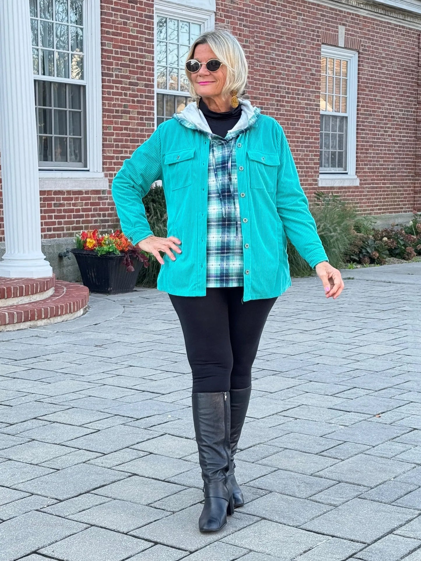 GREEN PLAID HOODIE
