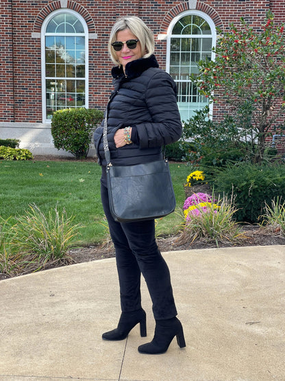 LULU-B PUFFER DOWN BLACK FAUX FUR JACKET