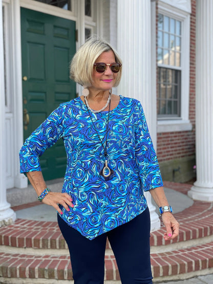 FANTASIA BLUE ASYMMETRIC TOP