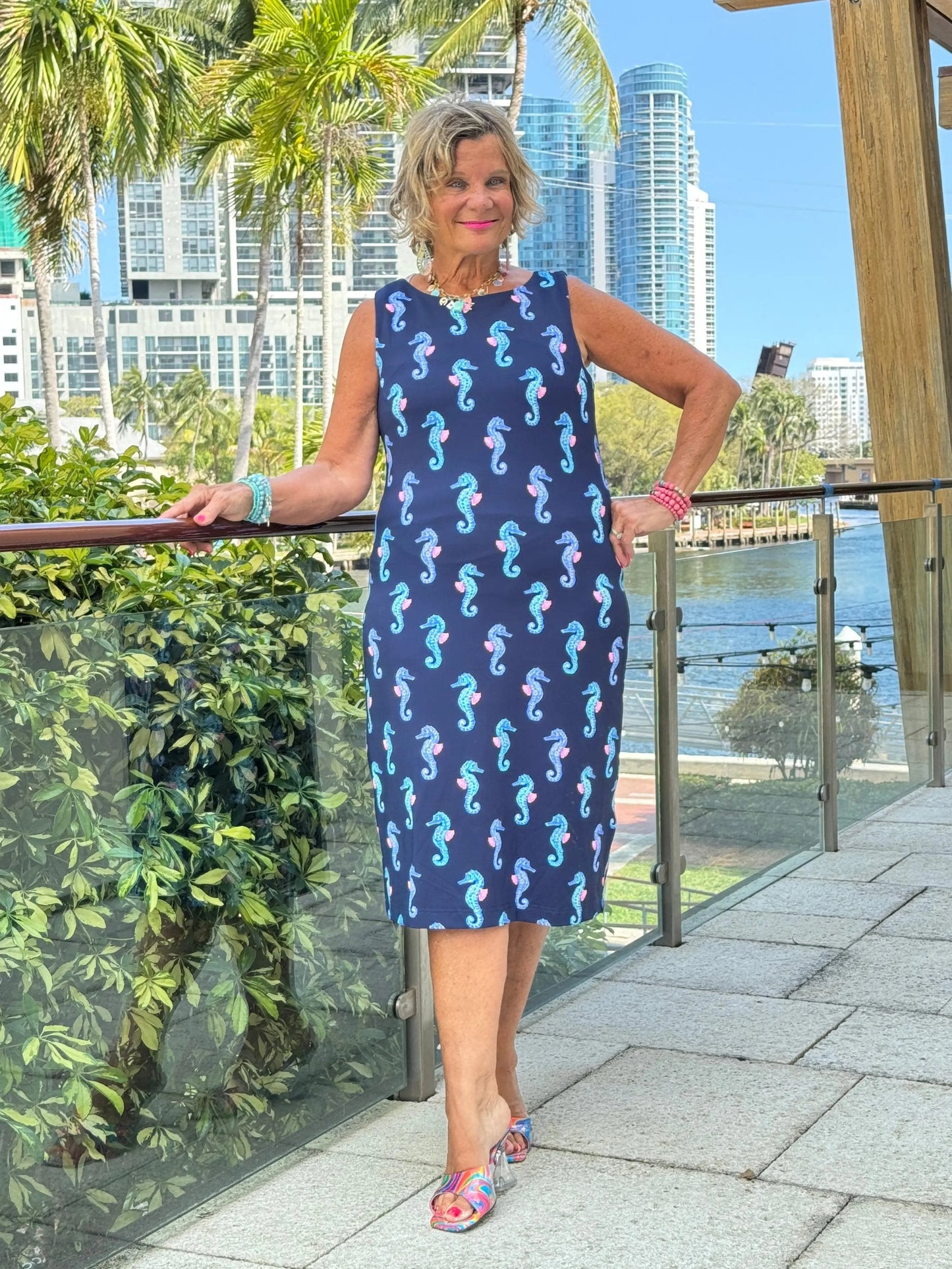 LULU B MIDNIGHT REEF MIDI SHIFT MAXI DRESS
