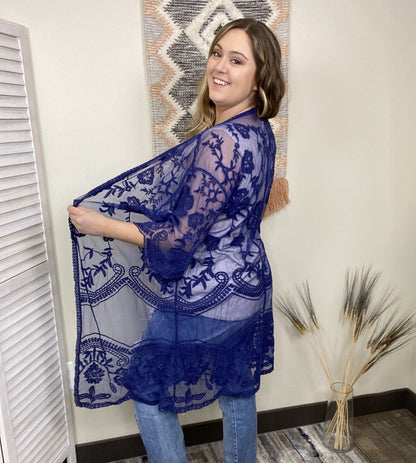 Sheer Lace Women's Boho Crochet Kimono