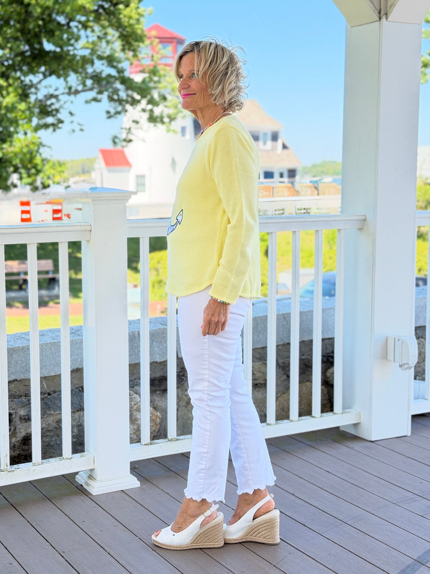 BEACH CLUB YELLOW CAPE COD ANCH0OR SWEATER