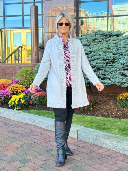 LULU-B ROUGED SILVER CARDIGAN