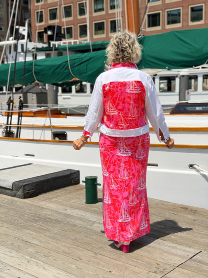 HARBOR LIGHTS RED  LINEN JACKET