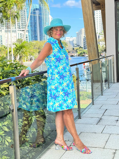 LULU B STARFISH SPLASH RUFFLE DRESS