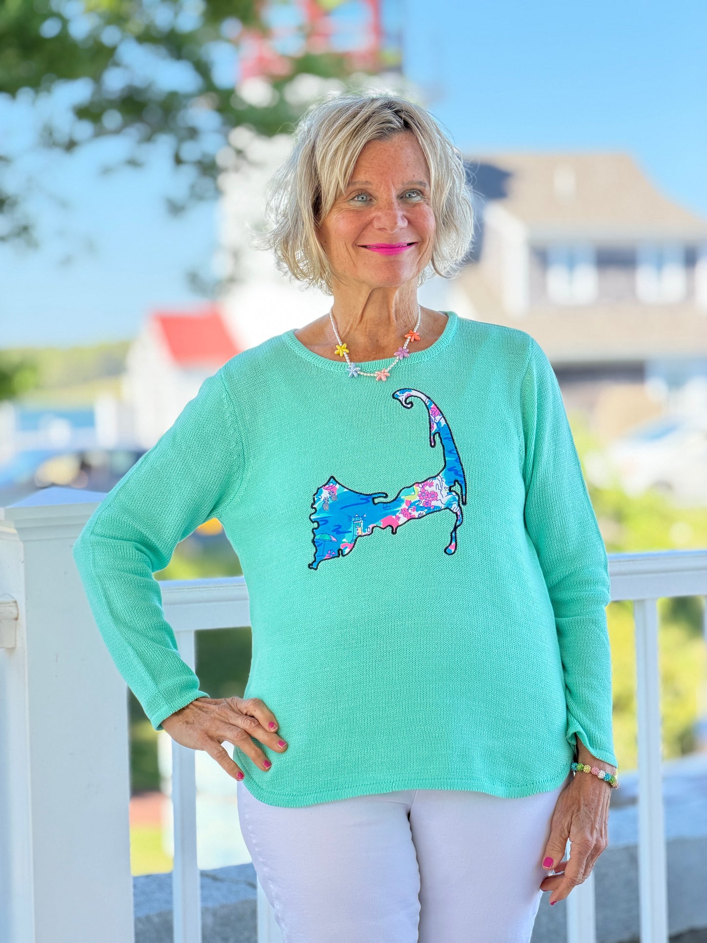 BEACH CLUB SEAFOAM CAPE COD MAP SWEATER