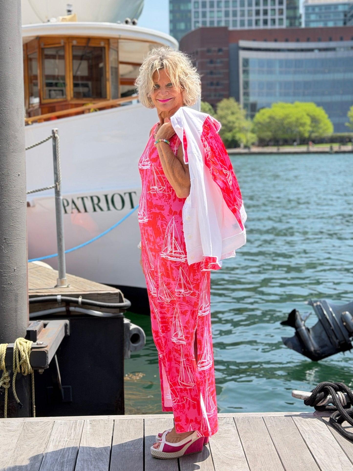 HARBOR LIGHTS RED  LINEN JACKET
